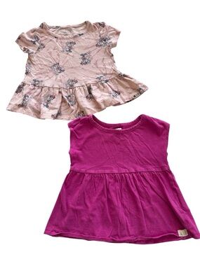 Set of 2 Organic 100% Cotton GAP Baby Girl Short Sleeve Tops. 18-24M